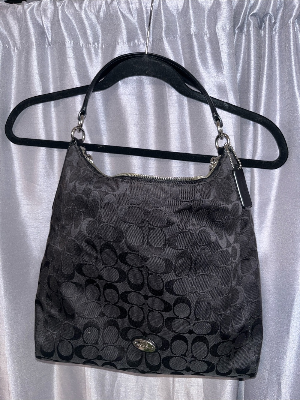Coach Black Signature Jacquard Shoulder Bag